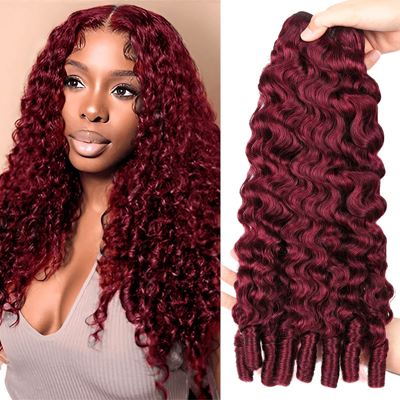 16A Burmese Curly Human Hair Bundles Burgundy 99J Virgin Hair Extensions - Perismoda Hair